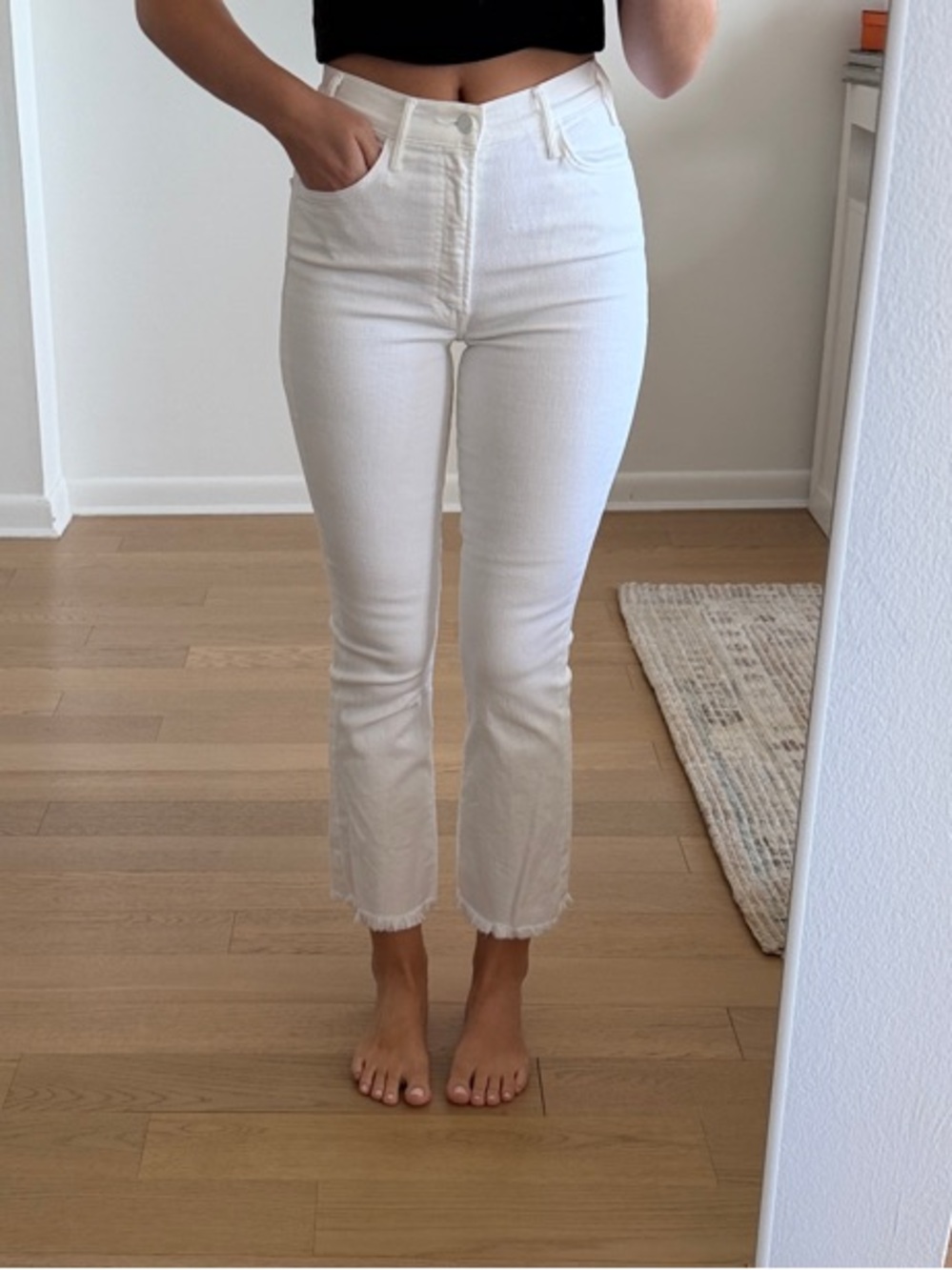 MOTHER SIZE 26 High-Rise White Slim Crop Jeans